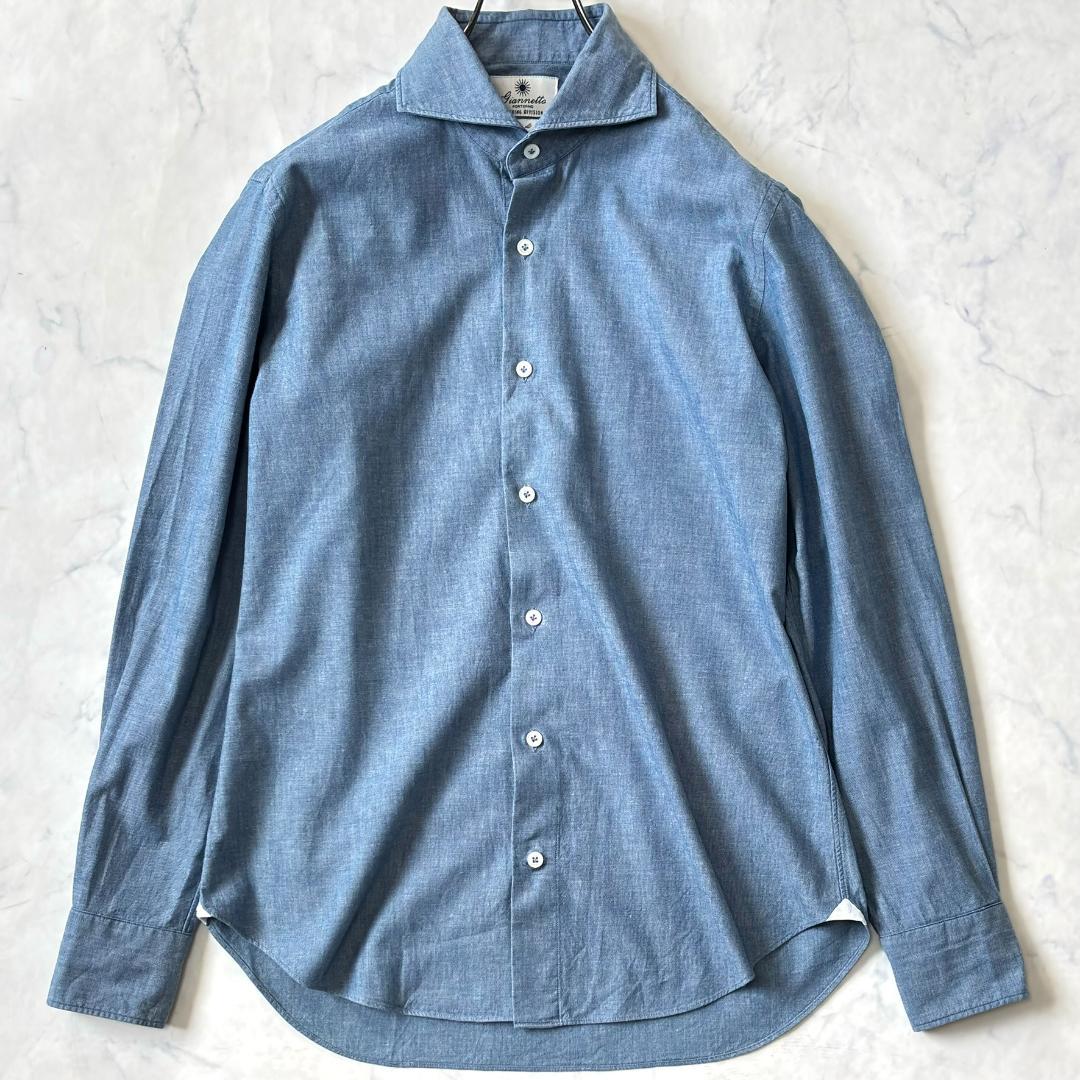 ジャンネット デニムシャツ 長袖 カッタウェイ 太陽アイコン 水色 40 tv5 美品 ジャンネット デニムシャツ カッタウェイ 長袖 水色 S rq9 - メルカリ