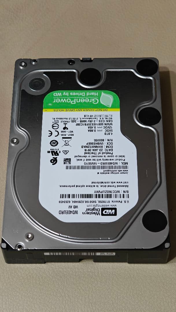 ★中古品★Western Digital WD40EURD 4.0TB HDD