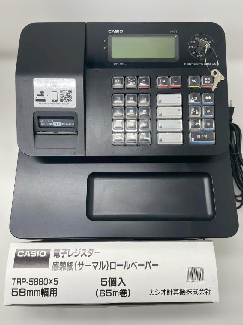 A◆CASIO　カシオ　レジスター　SR-G3-BK　ブラック　美品 Amazon | CASIO 電子レジスター 4部門 1シート Bluetooth対応 SR-G3-BK