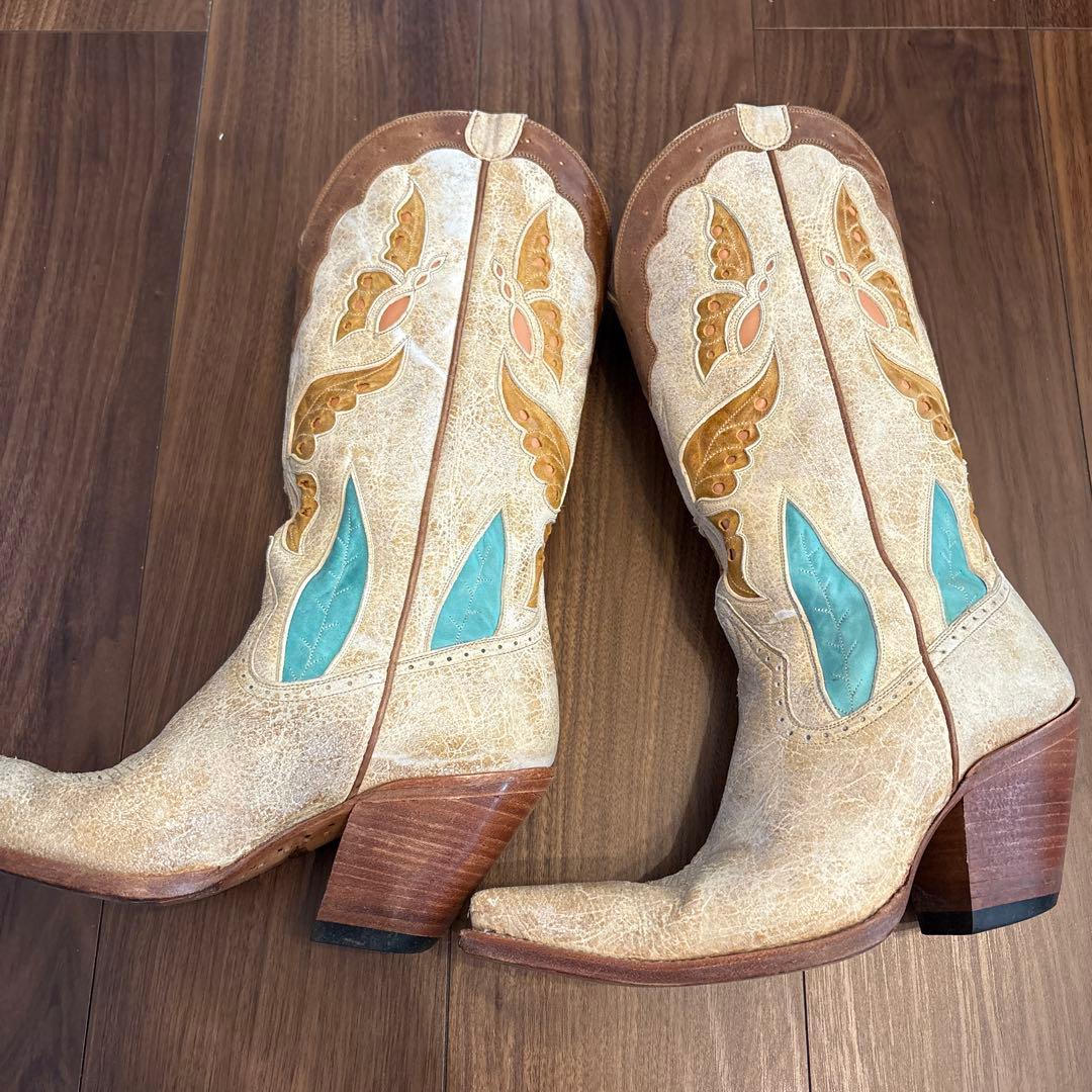 豆福さま検討中】バタフライモチーフ ウエスタンブーツ24センチ程度