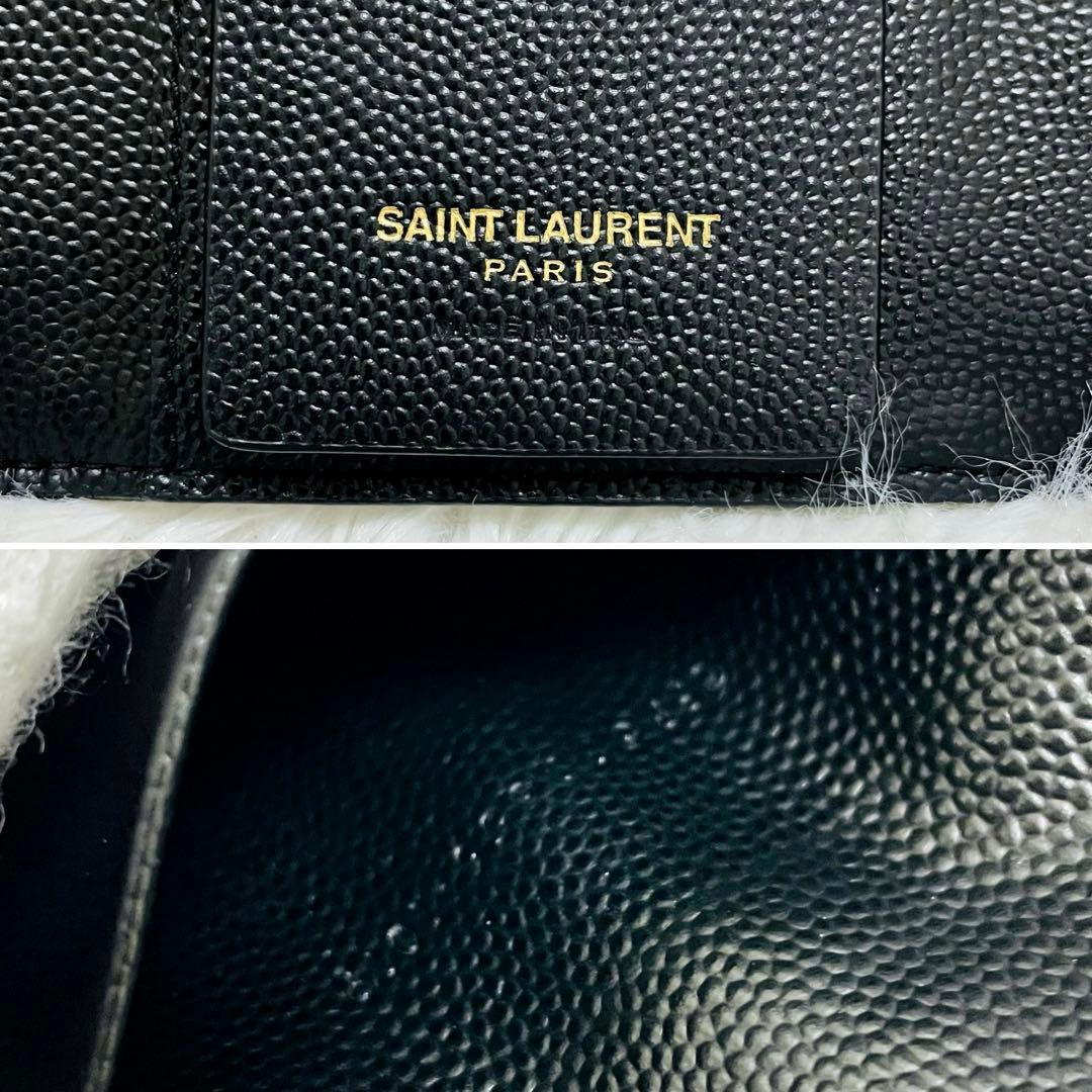 極美✨サンローラン キーケース 6連 キャビアスキン Vステッチ 黒