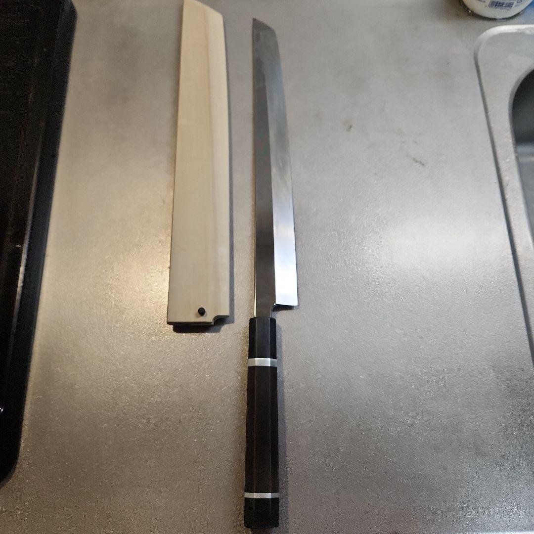 鉄拳良政　先丸柳刃包丁　本焼　尺1　V金10号　銀巻き　黒檀八画柄 鉄拳良政 先丸柳刃包丁 本焼 尺1 V金10号 銀巻き 黒檀八画柄 - メルカリ