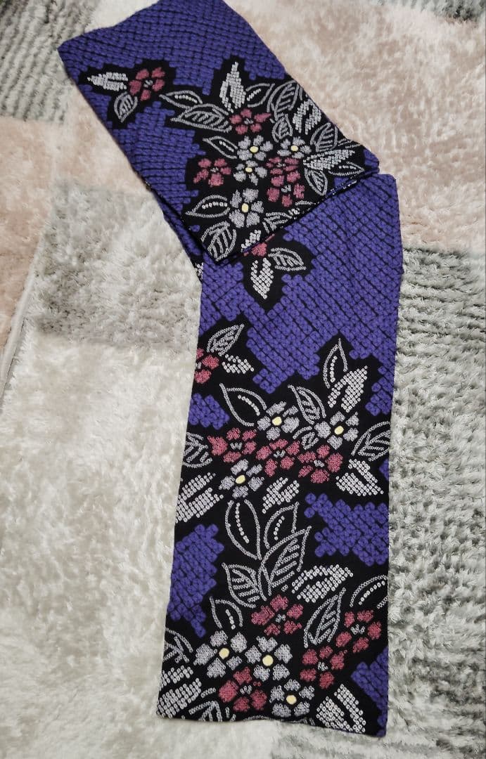 有松絞り　パープルブルー付け下げ柄 星空の花＊有松鳴海絞り浴衣 紫 パープル 青 ブルー A747 | kimono tento