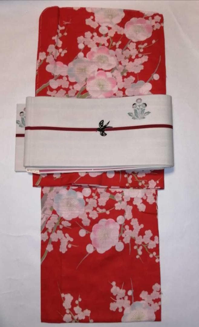 ☆ツモリチサト浴衣.朱色地.豪華古典.梅柄☆大人の浴衣