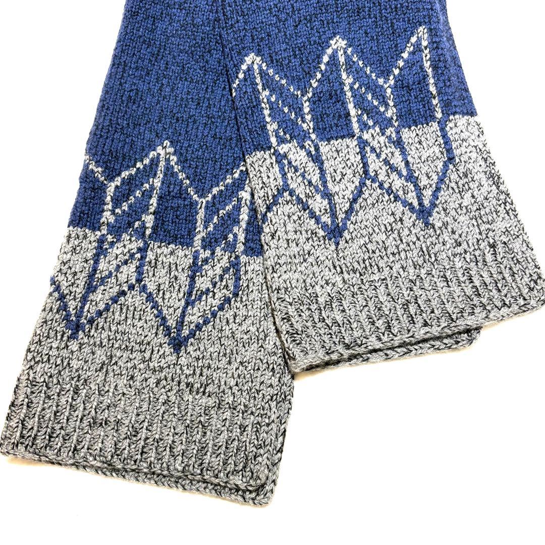【希少　極美品】HERMES　カシミヤ　マフラー　ストール　若葉柄　ネイビー HERMES】エルメス プリントシルクパッチ カシミヤマフラー ネイビー