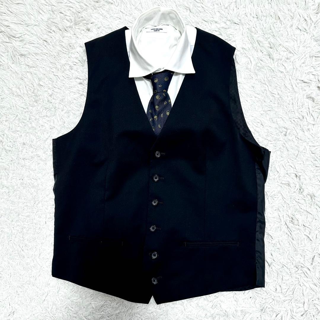 【美品】P.S.FA スーツ 3ピース ブラック 背抜き サイズ92Y6