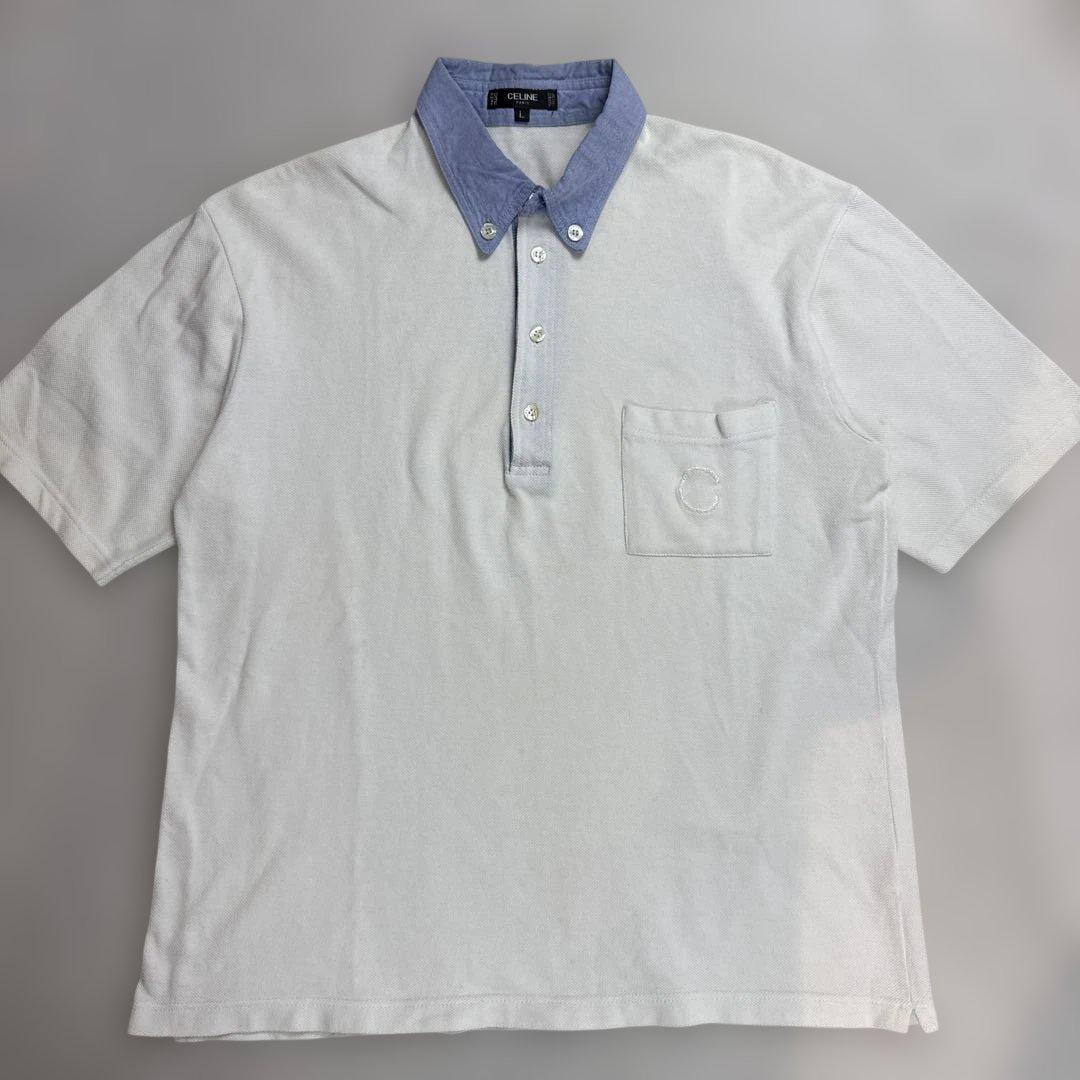 セリーヌCELINE ヴィンテージ90S ポロシャツ ホワイト Lサイズ - メルカリ