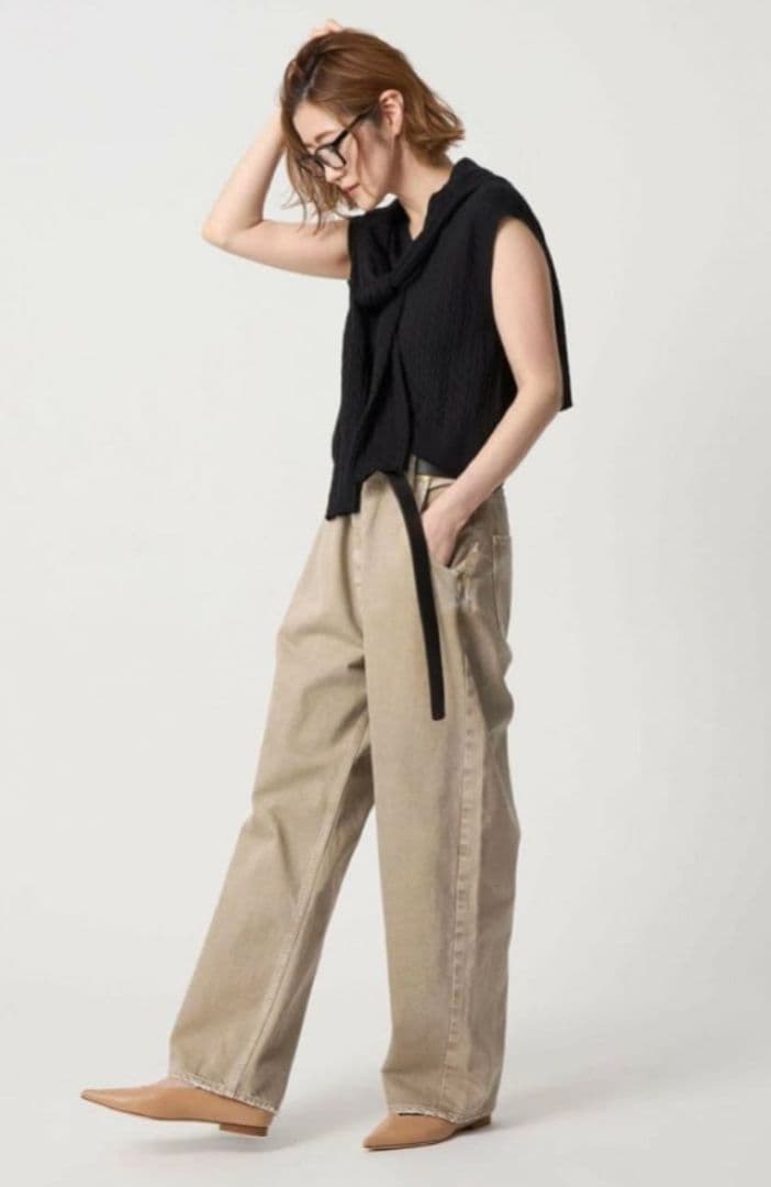 upper hights for conte ベージュデニムパンツ 24 美品 - メルカリ