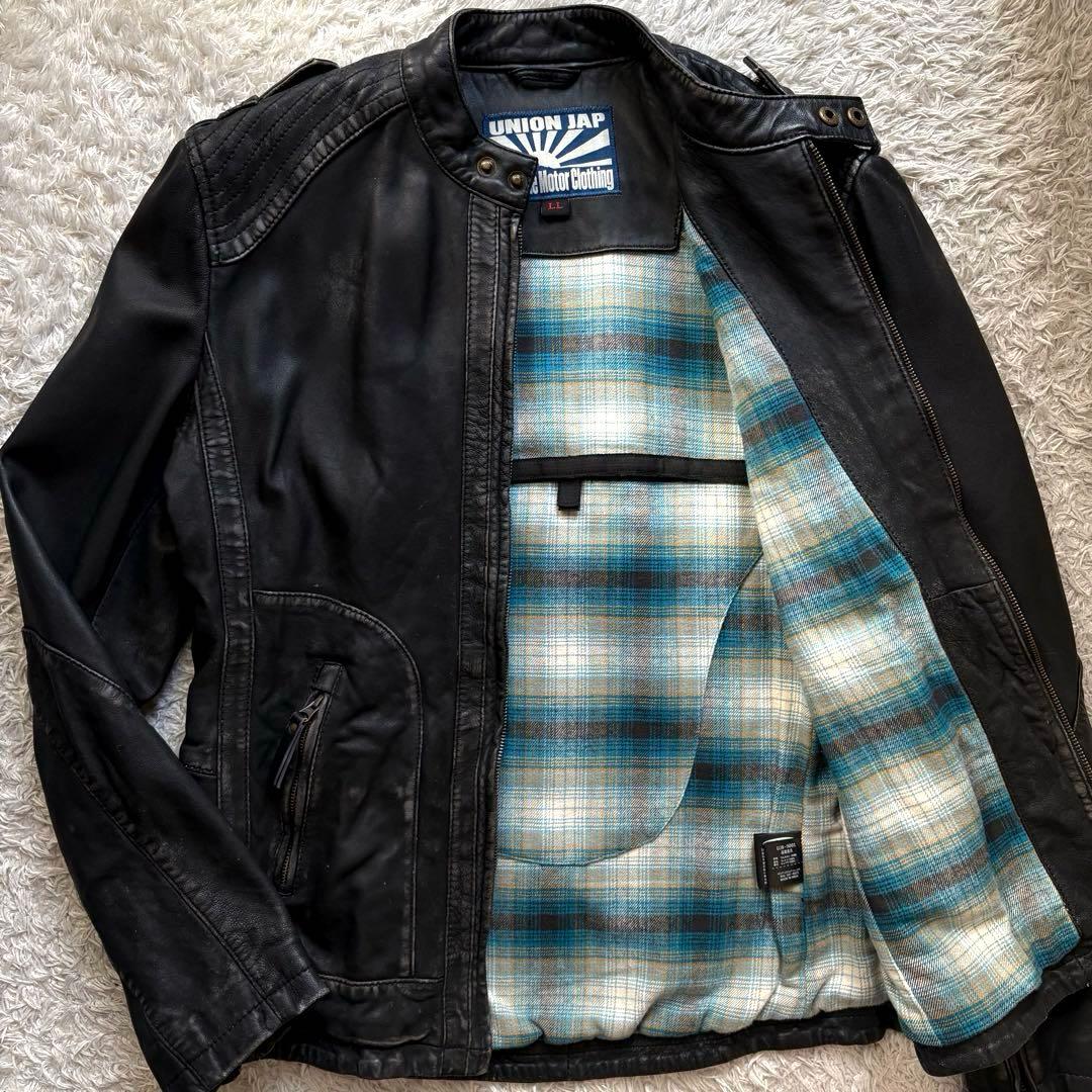 ★羊革 XLサイズ★ UNION JAP ライダースジャケット ダメージ加工 黒 Schott N.Y.C（ショット） Schott ダブルライダース 618 ダブル
