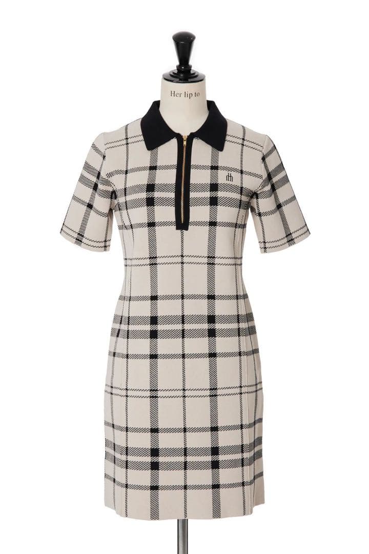 ワンピース Trois Logo Knit Mini Dress - beige - S Her lip to（ハーリップトゥー）の「Trois Logo Knit Mini Dress