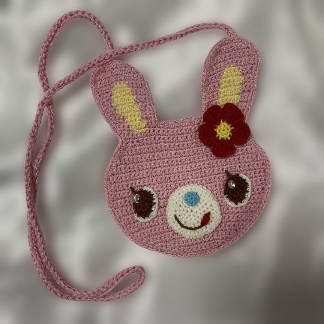 平成レトロ　ミミポポデザインの編みバッグ ミニポシェット 平成レトロ ミミポポデザインの編みバッグ ミニポシェット 平成レトロ