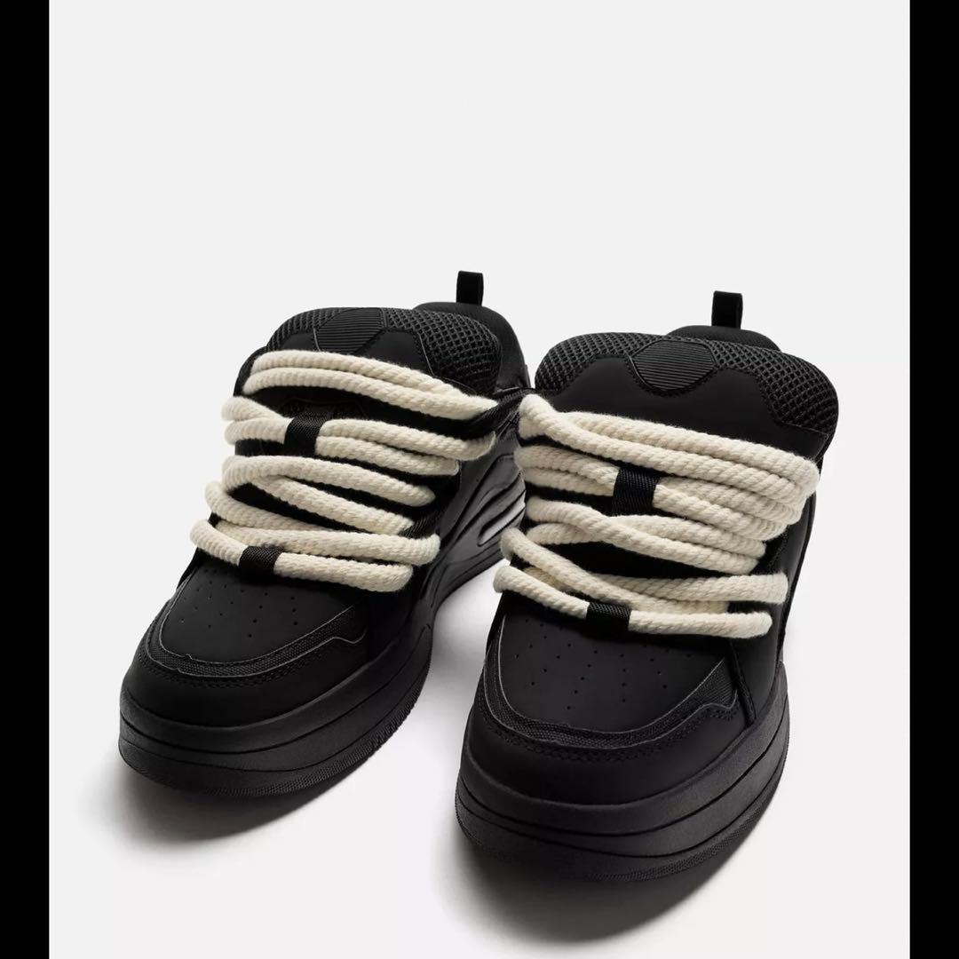 ZARA スケートロープスニーカー 40（25.8cm）ブラック - メルカリ