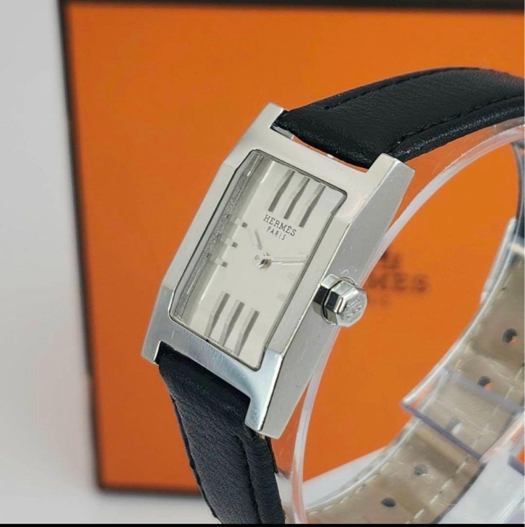 新品ベルト✨ エルメス タンデム カットガラス 白文字盤 クォーツ 付属