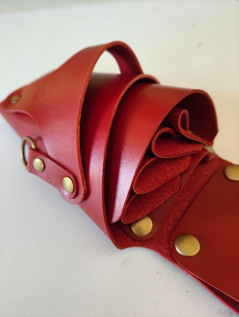 シザーケース　本革　4丁　レッド シザーケース 美容師 本革 4丁 シンプル 高品質 ハンドメイド おしゃれ