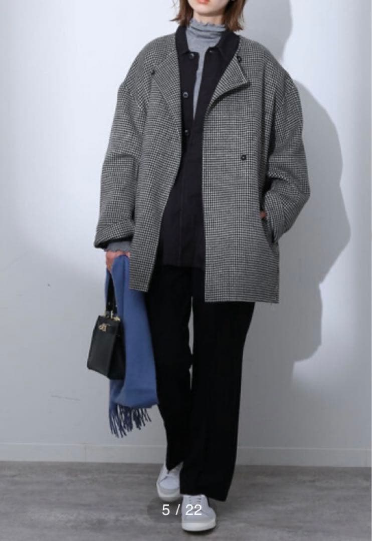 スローブイエナ ハミルトンダブルフェイスショートコート チェック