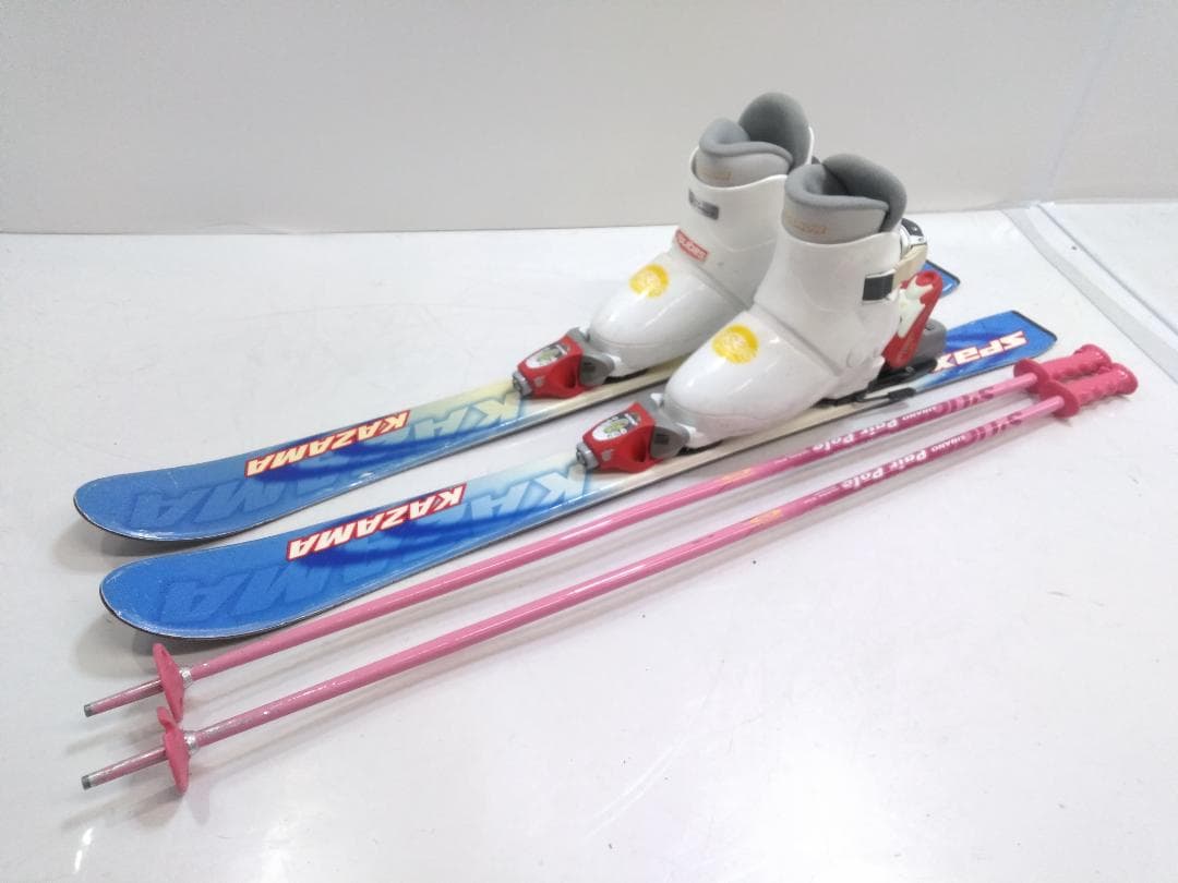 キッズジュニアスキー4点セット カザマ 100cm ブーツ 22cm ◇ 人気 KAZAMA カザマ SPAX 120 ジュニア スキー 4点 セット 即乗り