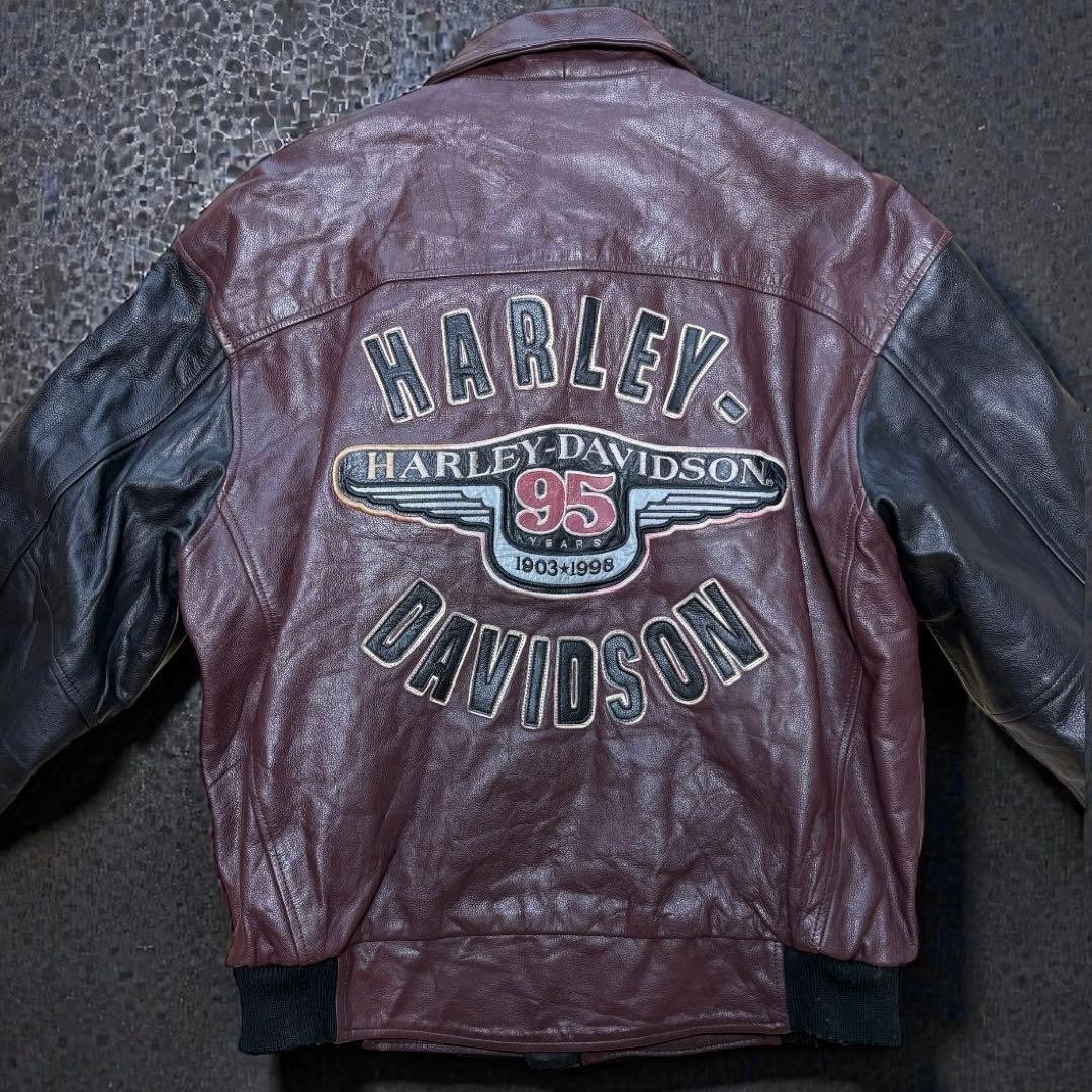 9*9様 【95周年記念・極希少】ハーレーダビッドソン Lサイズ レザージャケッ Harley Davidson - 【レアモデル！立体刺繍】ハーレーダビッドソン 本