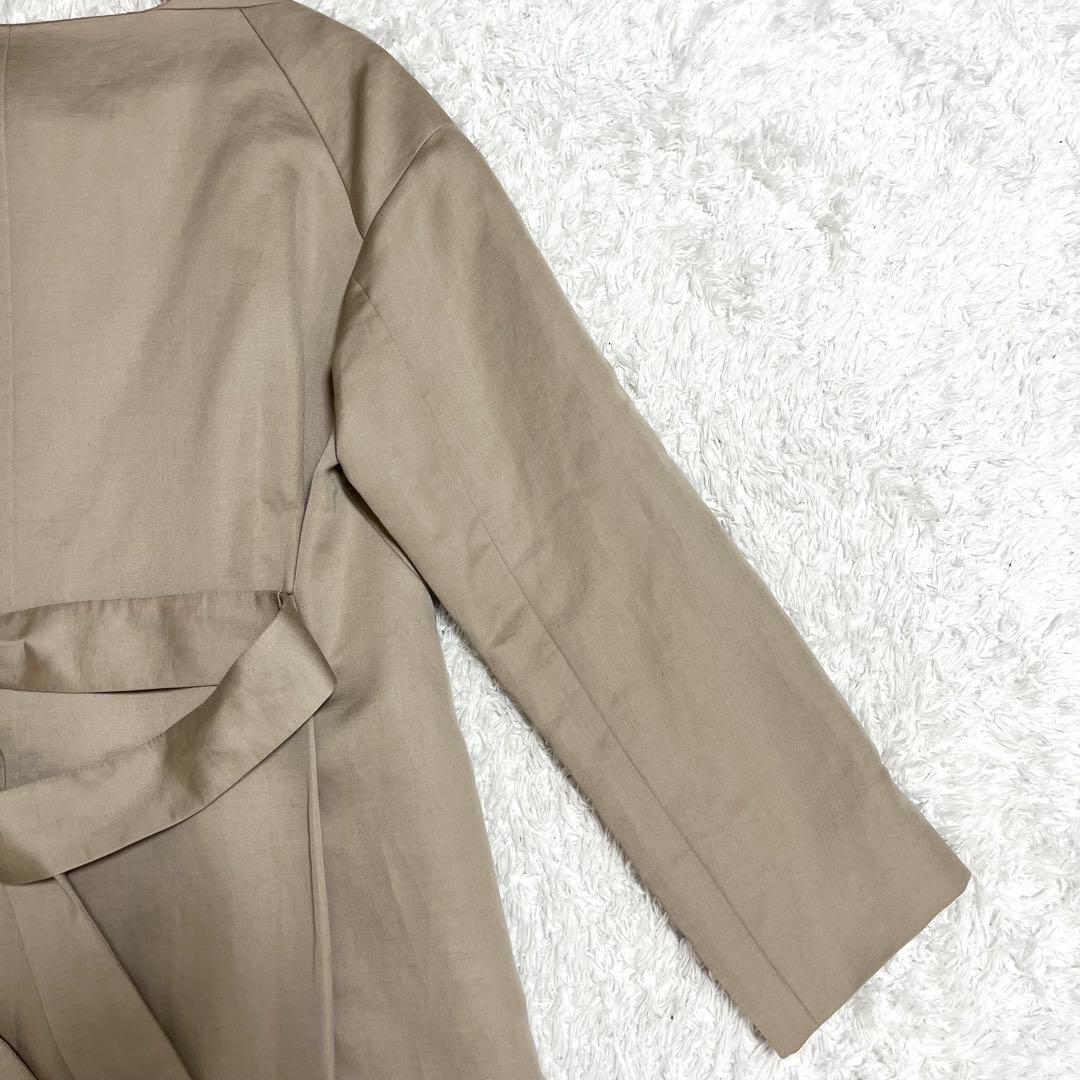 クロエ Chloe ノーカラーコート 高級素材 リネン シルク ベルト Chloé