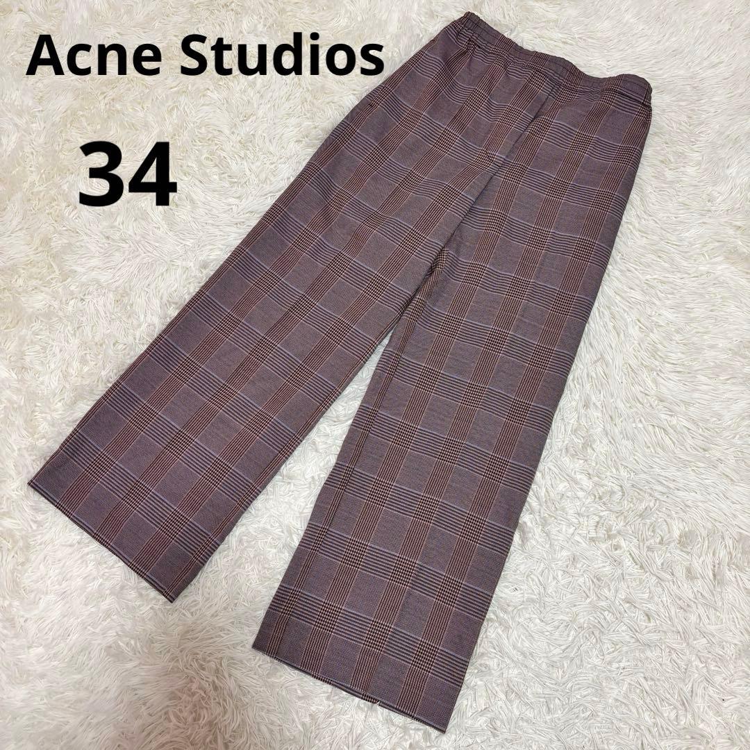 Acne Studios チェック ワイドパンツ ウール混 34 - メルカリ