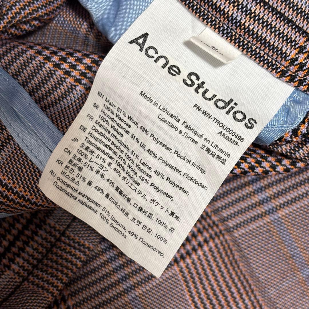 Acne Studios チェック ワイドパンツ ウール混 34 - メルカリ