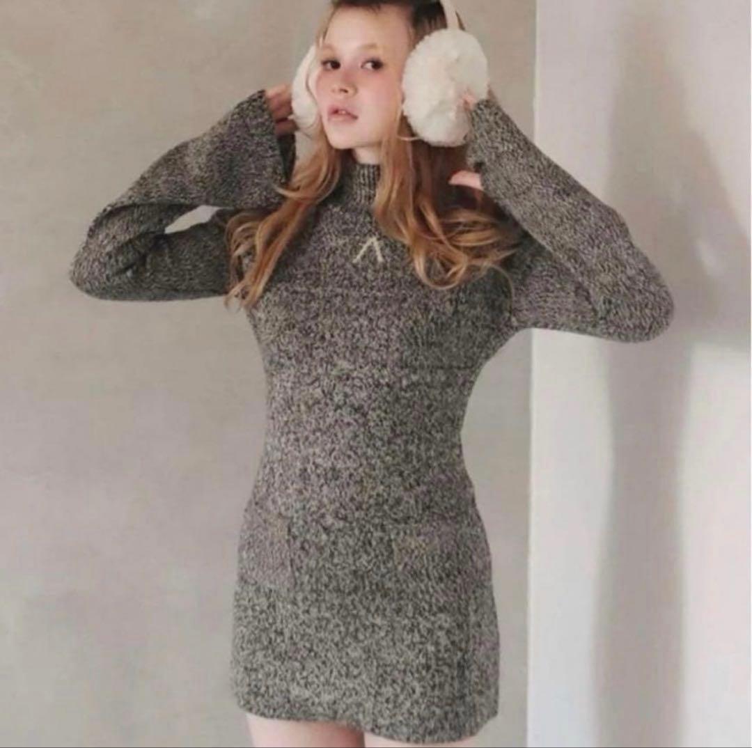 ANDMARY ava knit mini dress ブラック ANDMARY/アンドマリー]Ava line knit mini dress（コーデワンピ