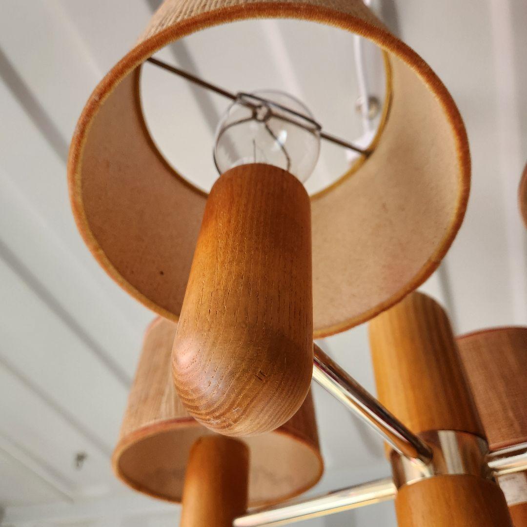 希少 ジャパンヴィンテージ 三菱電機 無垢材 4灯シャンデリア LK1744