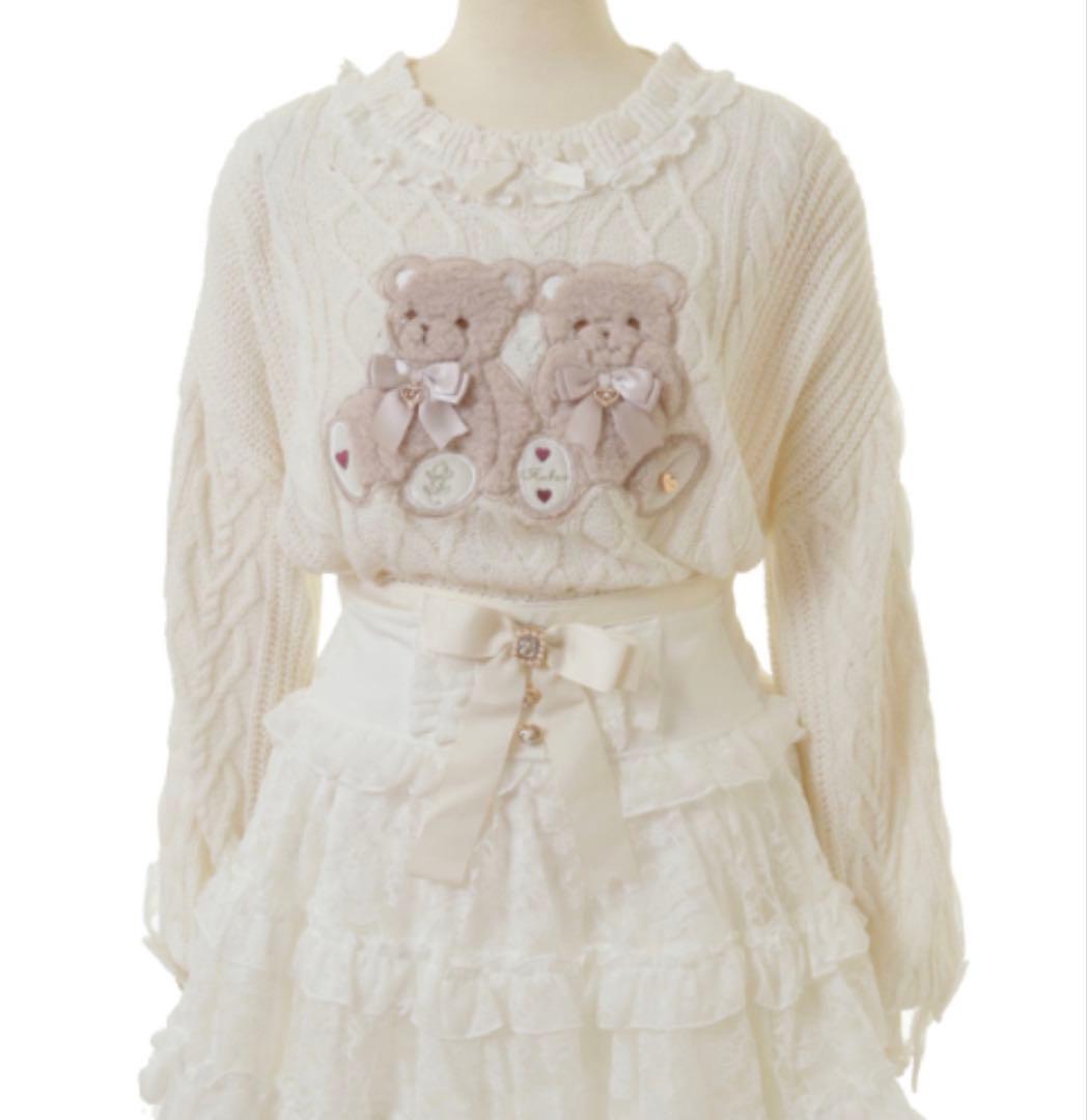 LIZLISA Twin Bearsニットトップス ホワイト - メルカリ