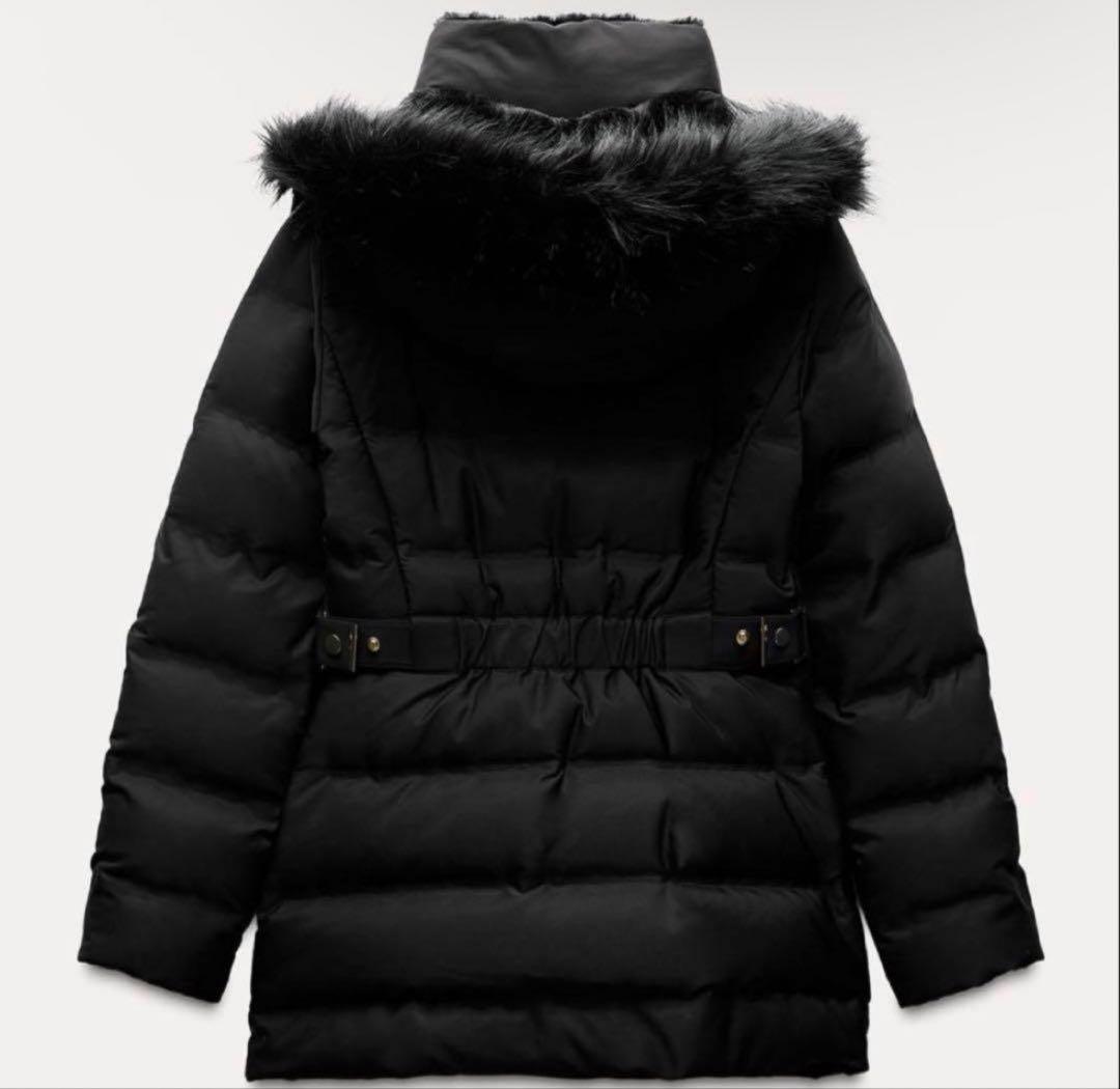 ZARA セミロング丈フード付きダウンジャケット - メルカリ