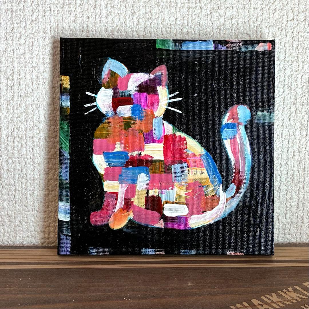 アクリル画 抽象画 原画 ネコ 猫 アートパネル 作品No.300 - メルカリ