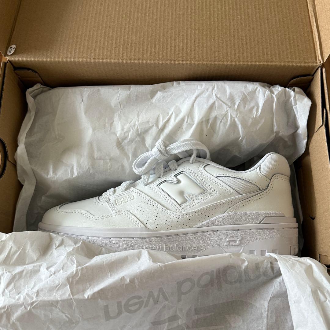 New Balance ホワイトスニーカー BB550 WWW 24.5cm D
