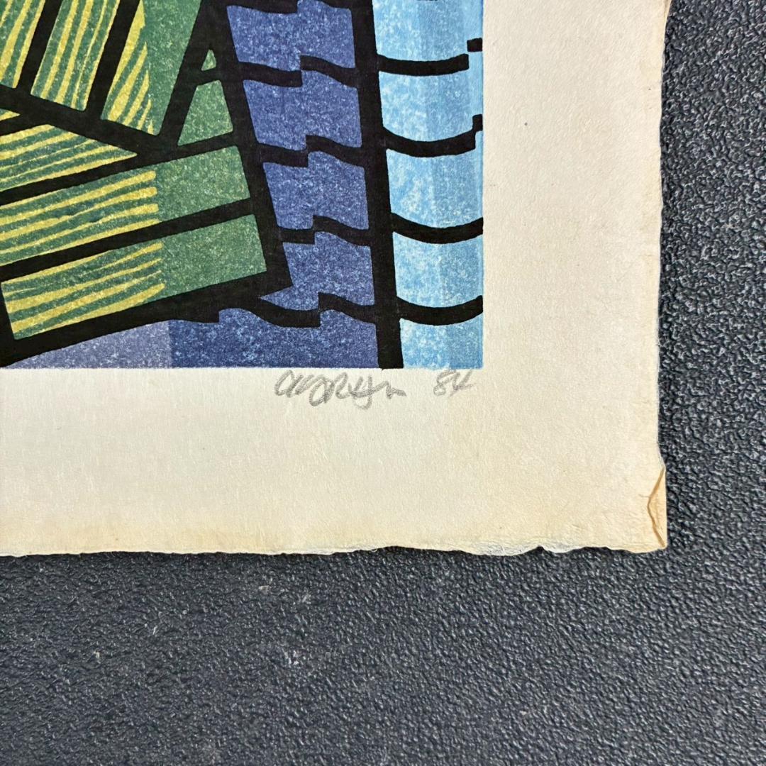 クリフトン・カーフ「ROOF TILES 屋根瓦」木版画 直筆サイン入 '84