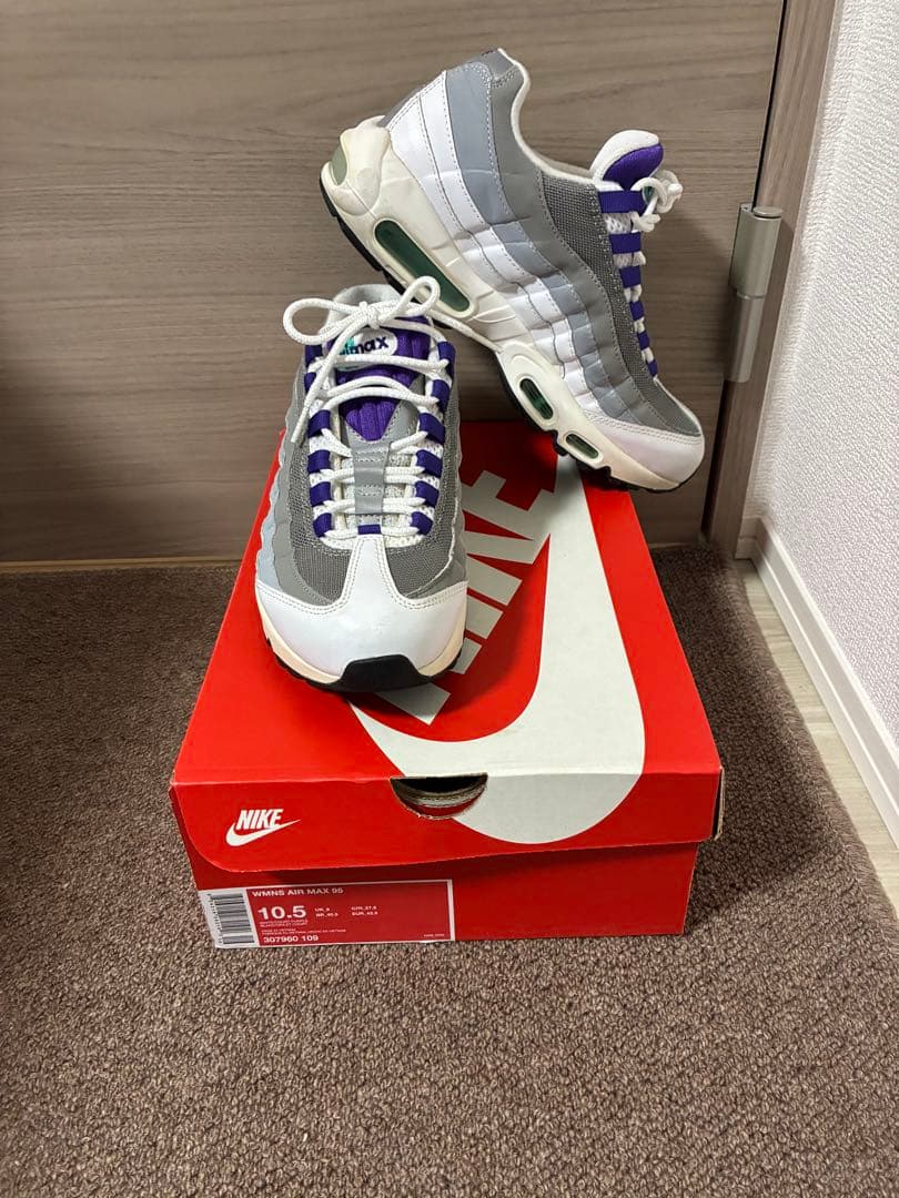 Nike Air Max 95 10.5 グレー/ホワイト/パープル レンタル NIKE WMNS AIR MAX 95 WHITE/COURT PURPLE 23.0cm – Sneaker