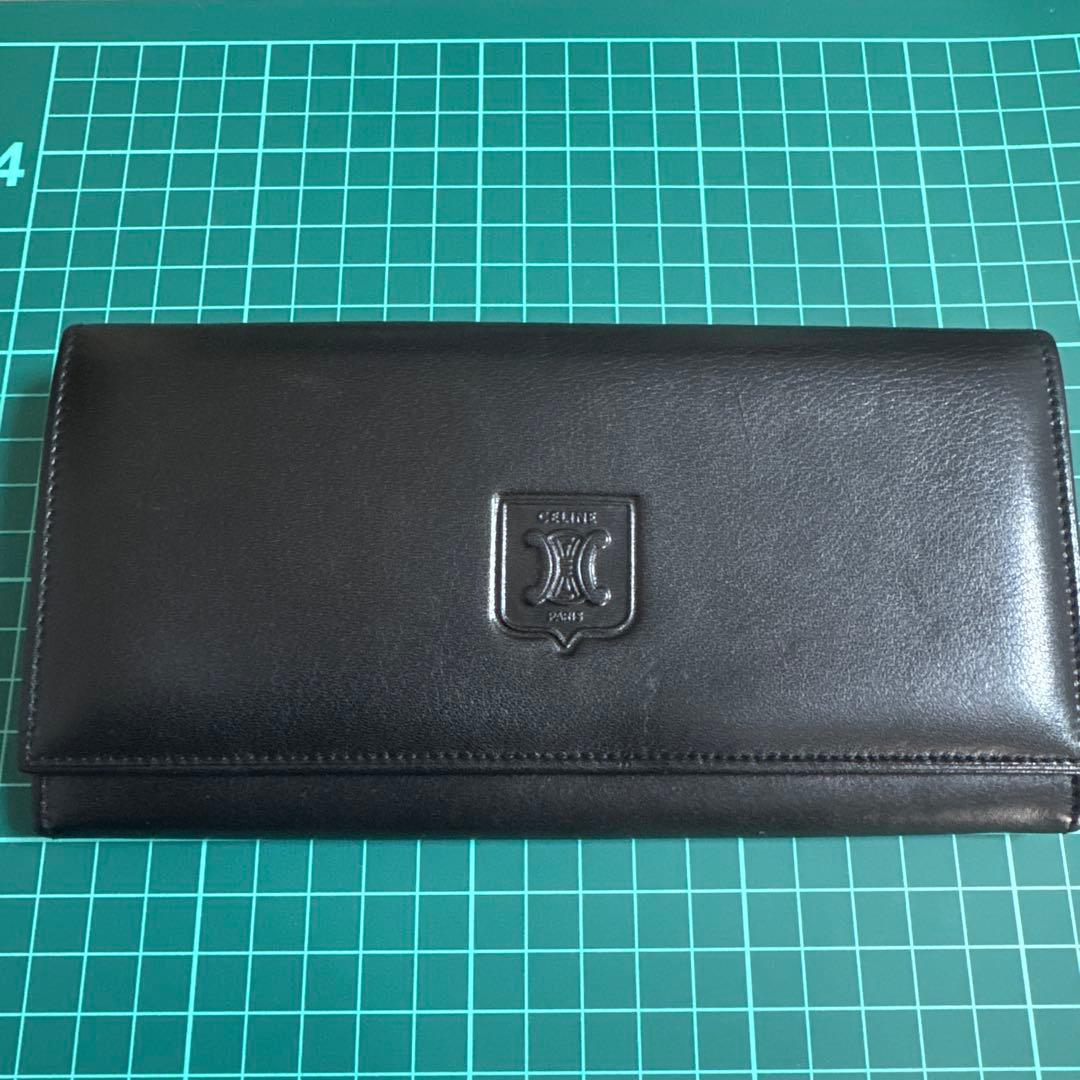 セリーヌ レザー トリオンフ ロゴ 二つ折り 長財布 ブラック 黒 - メルカリ