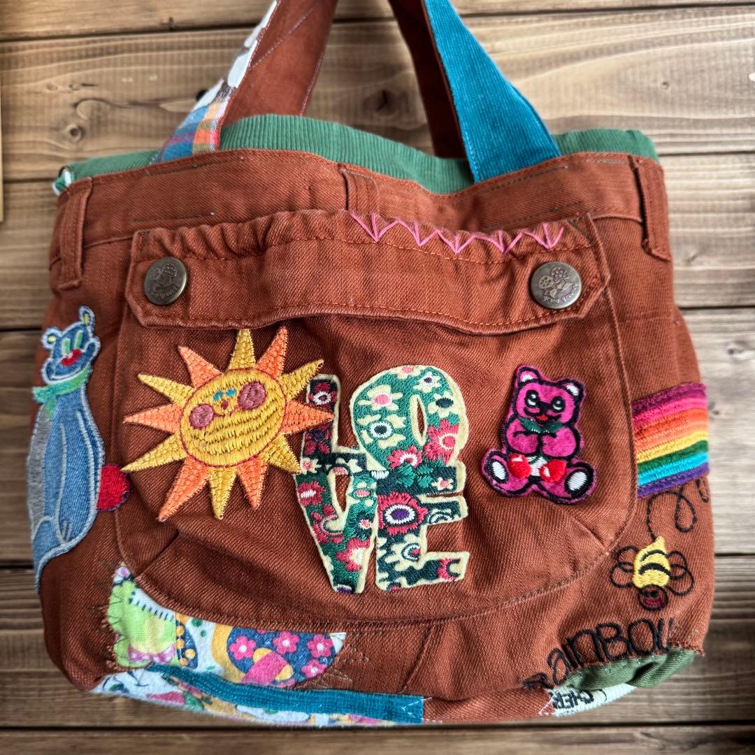 ハンドメイド デニムリメイク バッグ くまさん 楕円底 2way 55 - メルカリ