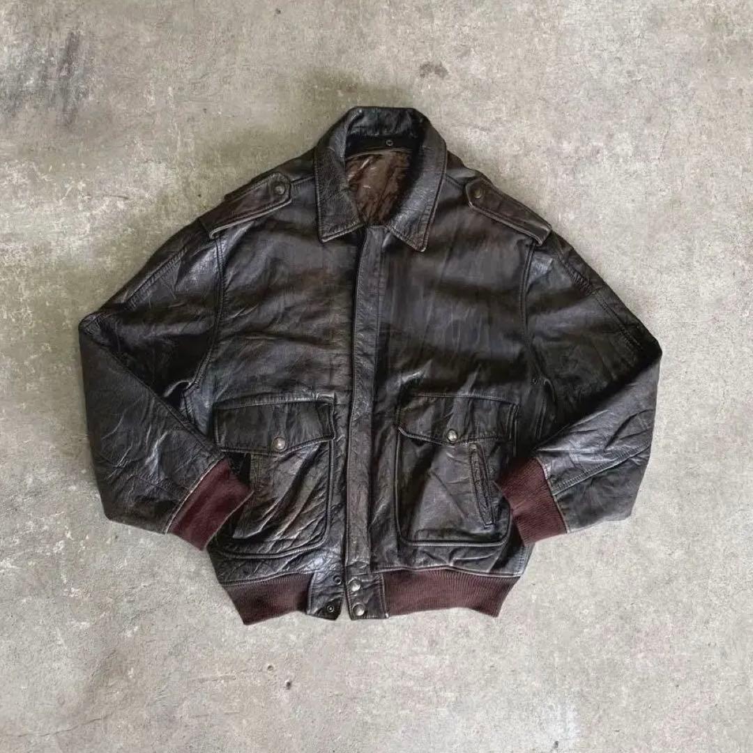 希少】90s 短丈 ヴィンテージ フライトレザージャケット G-1 A-2