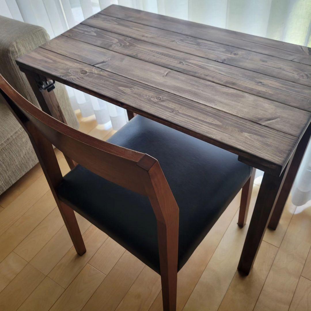 80✕45 カウンターテーブル ウォールナット 無垢材 アイアン脚