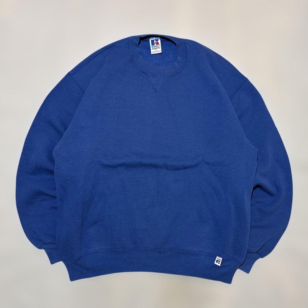 90s USA製 ラッセル 無地 プレーン スウェット L ブルー 前V - メルカリ