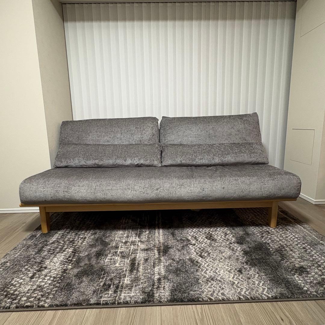 ナガノインテリア グレーソファ 3人掛けソファ ハードメープル 飛騨