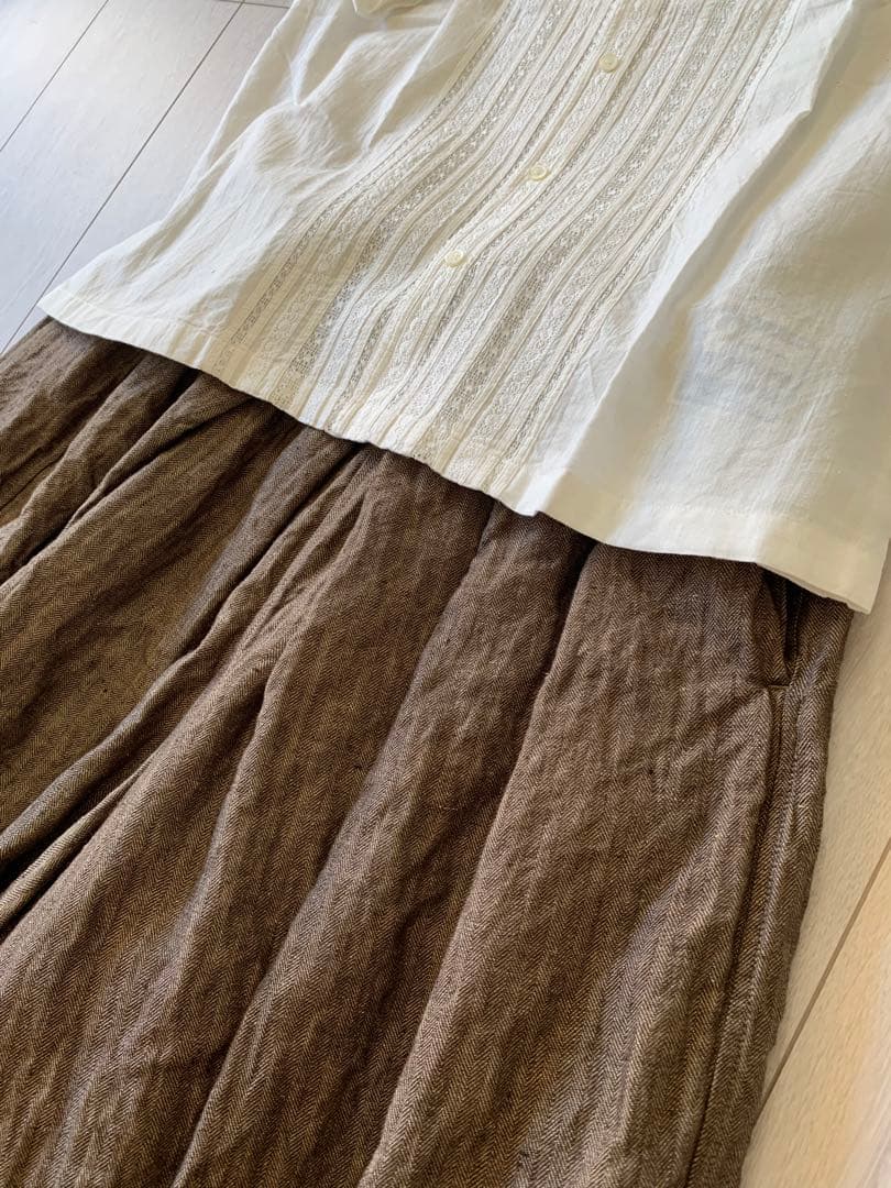 45R45rpmインドリネンツイルブルマパンツ loile side seam long pants