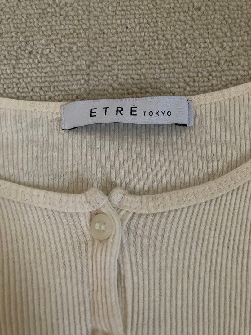 ETRE TOKYO エトレトウキョウ オーコットテレコヘンリーネックトップス