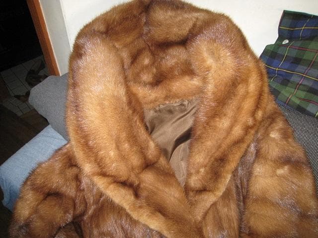 大きな襟裏表ミンク フード付きミンクコート ヴィンテージ 1950年代