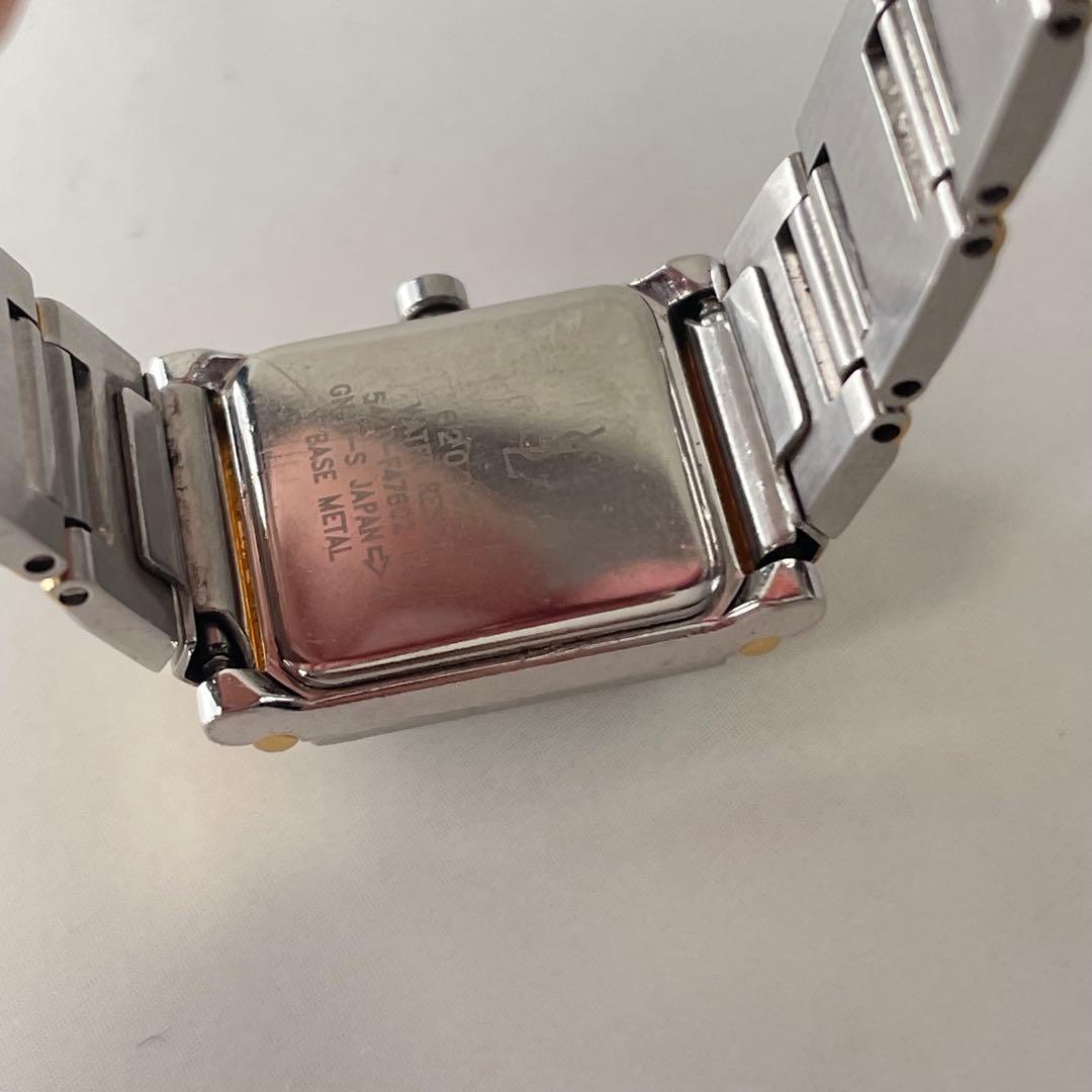 稼動品 YSL イヴサンローラン スクエア 青針 コンビカラー 腕時計