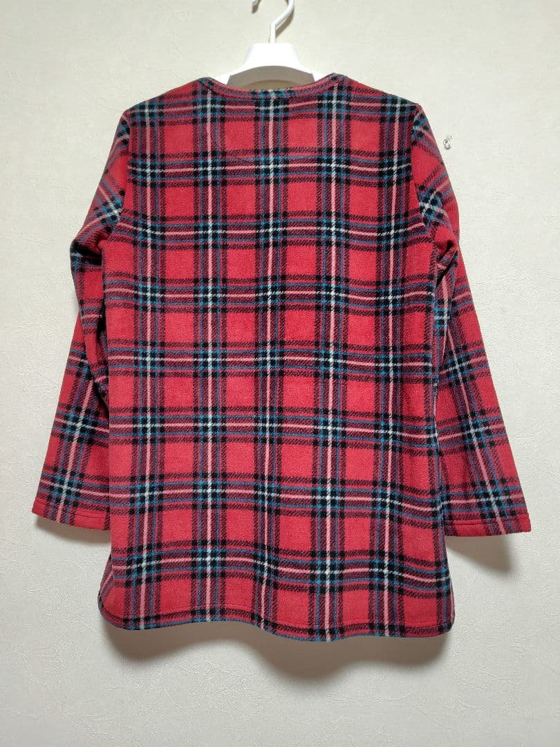 マタノアツコ】未使用 M フリースパジャマ チェック柄 レッド系