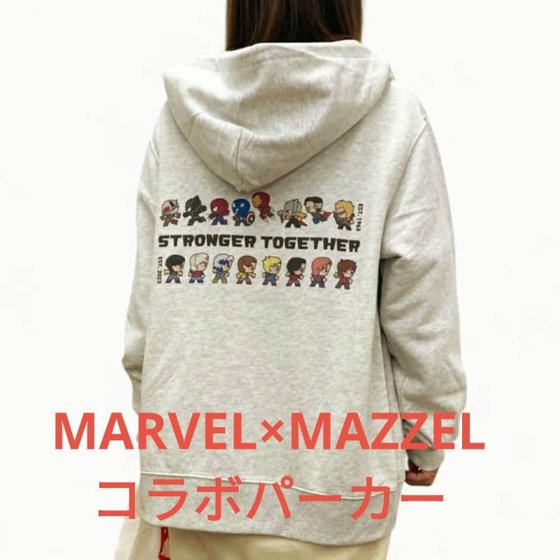 MAZZEL MARVEL ジップ パーカー フーディ Lサイズ ナチュラル - メルカリ