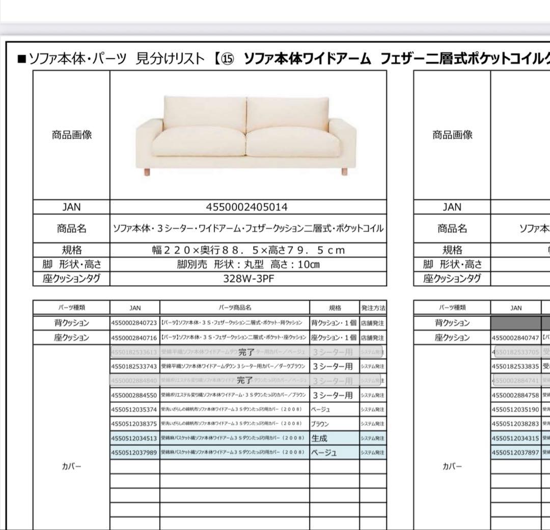 無印良品 MUJI ソファカバー 3シーター用 オーダー品 - メルカリ