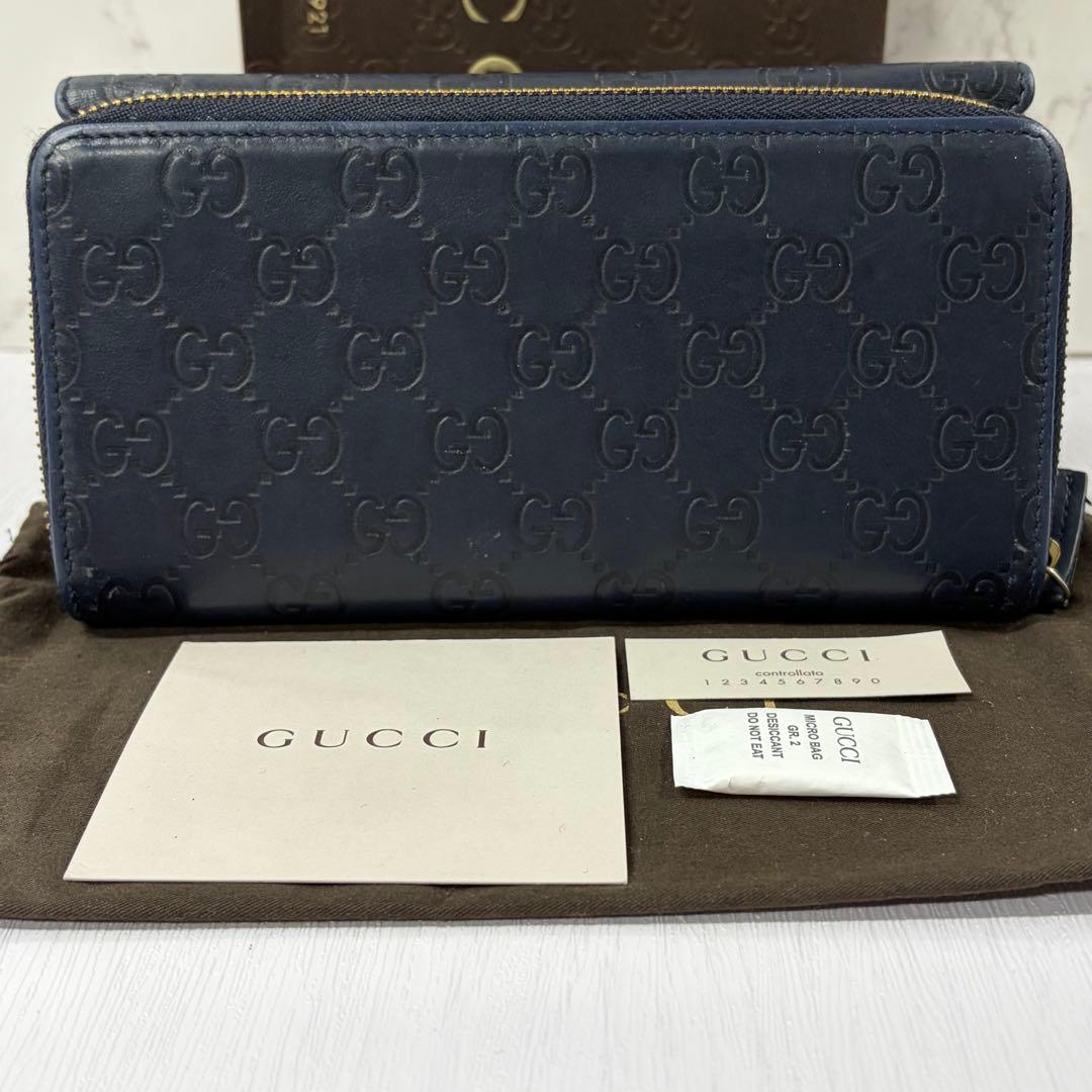 新品同様‼️ グッチ GUCCI 財布 長財布 シマレザー ラウンドファスナー