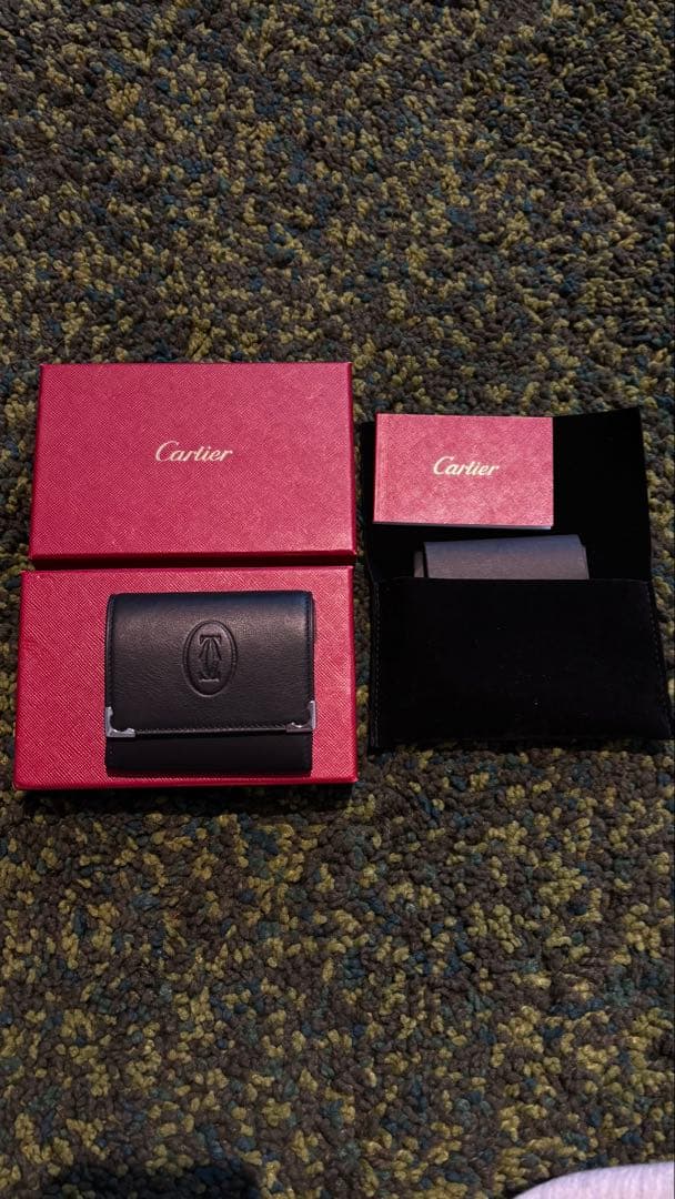 <付属品付き>Cartier ケース 黒 レザー 美品☆カルティエ/Cartier【貴重☆レザー/トランクケース(中型)/黒