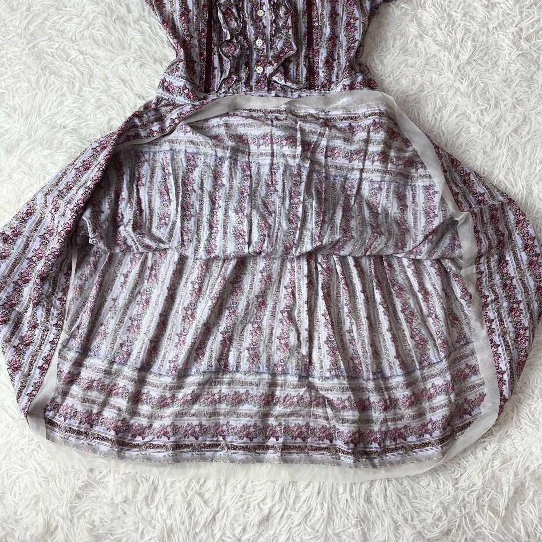 3未使用級！ ロイスクレヨン バラ柄 アンティーク フリル フレア