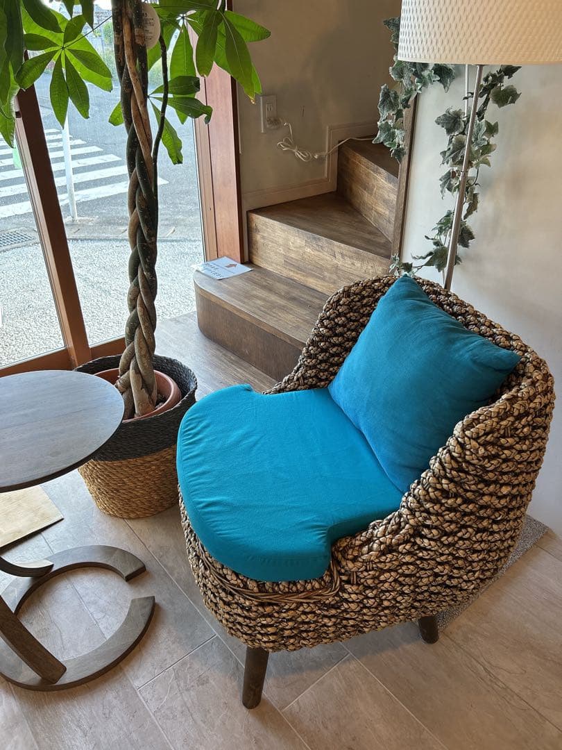 リゾート家具、バリ家具 1人掛ソファ エメラルドグリーン