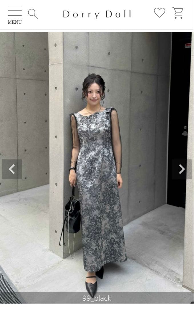 新品未使用】LE'RURE ショルダーリボンジャガードドレス Mサイズ